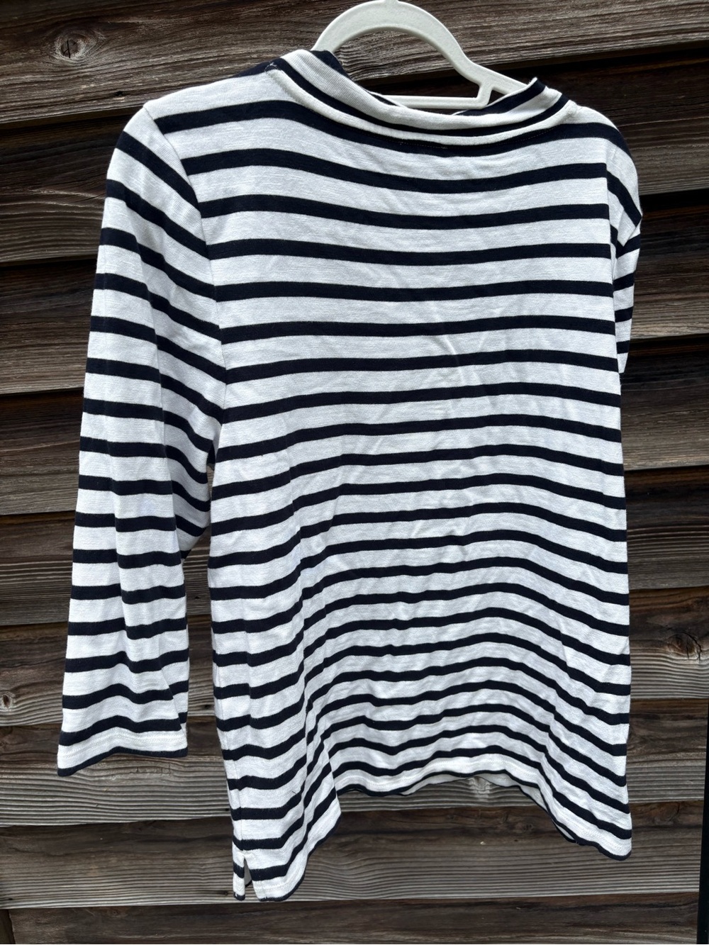 Talbots Blue and White Striped Long Sleeve Tee with Red Embroidery - Picture 2 of 4